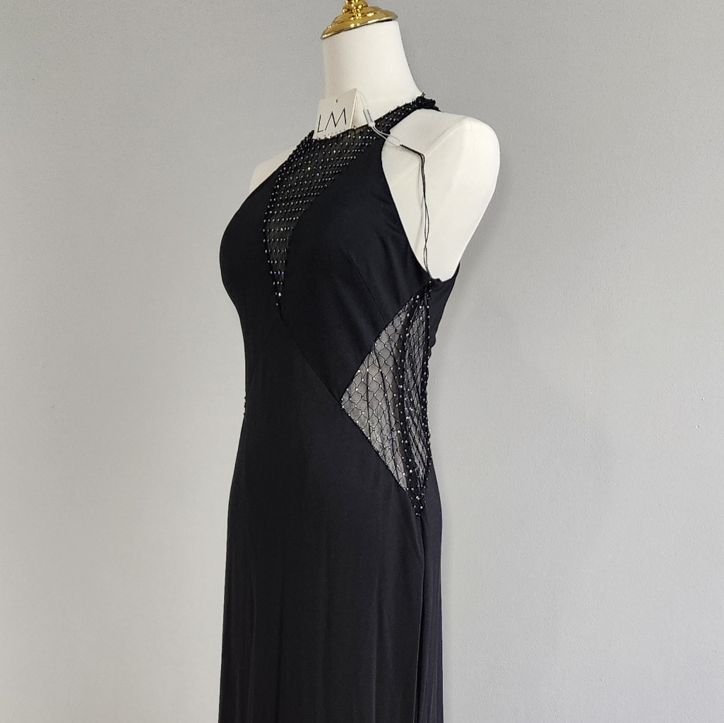 Lm By Mignon Diamonds Beaded Embroidered Long Evening Dress Size 4